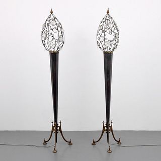 Pair of Monumental Mark Brazier-Jones "Dew" Floor Lamps, 97"H