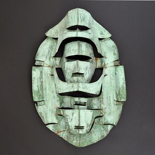 Large Metal Mask Wall Sculpture