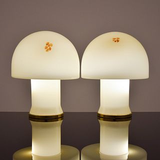 Pair of Vistosi Mushroom Lamps, Murano