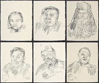 6 Oskar Kokoschka "Jerusalem Faces" Lithographs, Signed