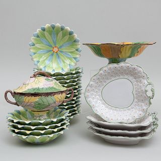 Assembled Mottahedeh Porcelain Floriform Tablewares