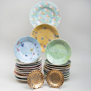 Group of Lyn Evans Glazed Porcelain Plates