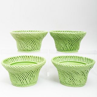 Set of Four Italian Mottahedeh Green Glazed Porcelain JardiniÃ¨res
