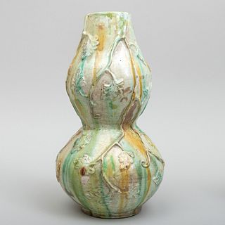 Pottery Splatterware Double Gourd Form Vase