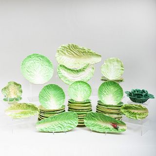 Group of Continental Porcelain Lettuce Form Wares