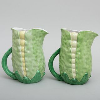 Pair of Italian Porcelain Corn Form Pitchers
