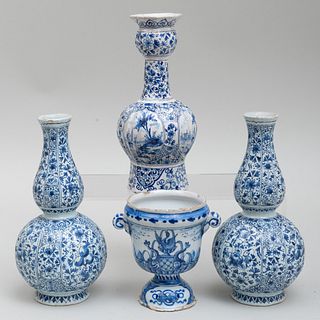 Group of Four Delft Blue and White Vases