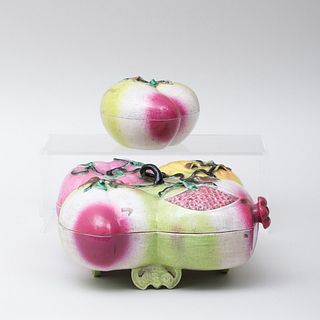 Two Chinese Export Porcelin Fruit Form Boxes