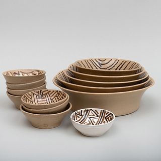 Group of Studio Pottery Slip Decorated Bowls