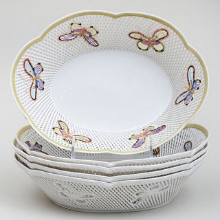 Group of Five Klausenberg Porcelain Butterfly Baskets