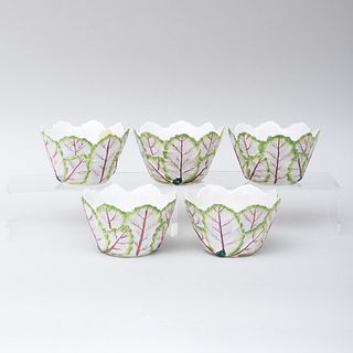 Group of Italian Mottahedeh Porcelain Leaf Form Wares