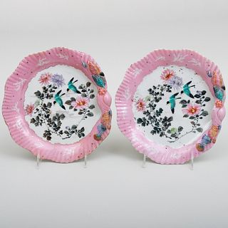 Pair of Continental Porcelain Shell Form Dishes Decorated in the Asian Taste