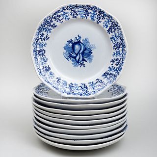 Set of Eleven Marston Luce Transfer Printed Plates in the 'Coral' Pattern