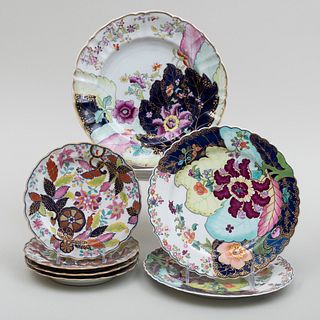 Pair of Mason's Ironstone Plates and a Pair of Flight, Barr & Barr Plates in the Tobacco Leaf Pattern