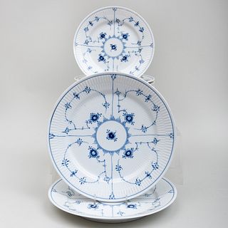 Set of Royal Copenhagen Porcelain Plates in the 'Blue Lace' Pattern