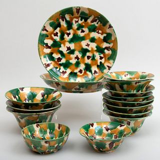 Group of Spatterware Pottery Dishes