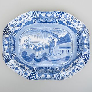 Copeland Blue Transfer Printed Chinoiserie Well and Tree Platter