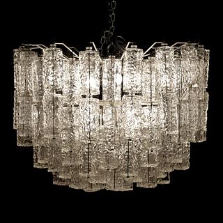 Large Tiered Chandelier Attributed to Venini, Murano