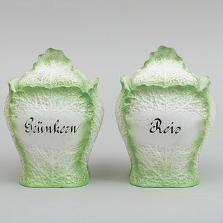 Pair of Continental Cabbage Form Canisters