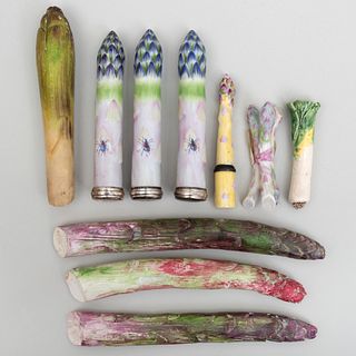 Group of Porcelain Models of Vegetable and Vegetable Form Boxes