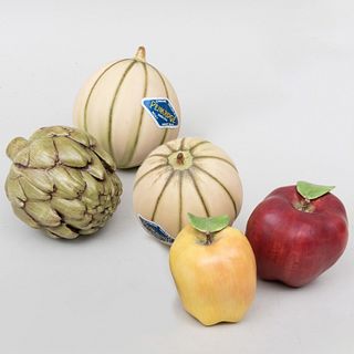 Group of Painted Porcelain Mary Kirk Kelly and Penkridge Models of Fruit