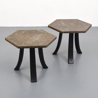 Pair of Harvey Probber Etched Copper End/Side Tables