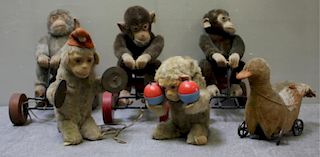 Lot of Vintage Mostly Steiff Monkey Pull Toys