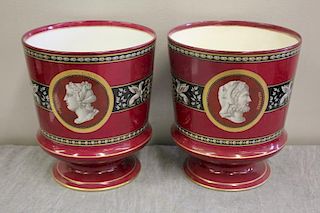 Lot of 2 Classically Greek Decorated Cache Pots.