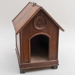 Neo-Gothic Walnut and Pine Doghouse