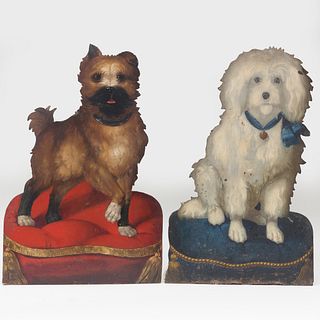 Two Painted Tin Dog Form Umbrella Stands