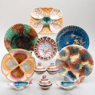 Group of Majolica Shell Decorated Tablewares