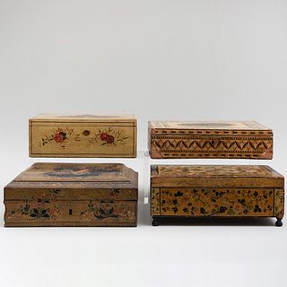Group of Four English Table Boxes
