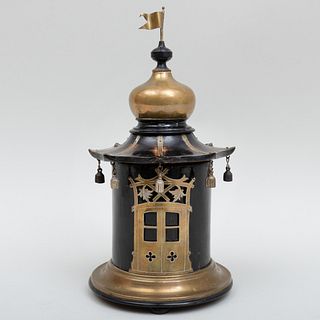 Brass-Mounted Enbonized Pagoda Form Box, Probably Dutch