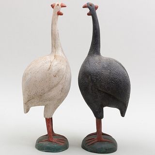 Pair of Composite Models of Guinea Hens, Modern