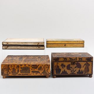 Group of Four Decorated Table Boxes