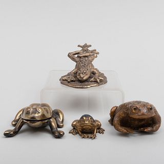 Group of Four Frog Form Desk Articles