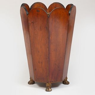 Large Mahogany and Parcel-Gilt Faceted Bucket and Cover