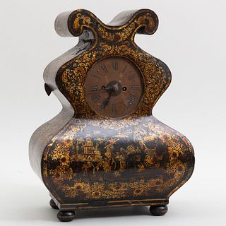 Victorian Chinoiserie Decorated Shaped Mantle Clock
