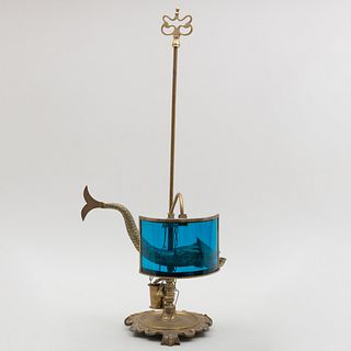 Continental Brass Fish Form Oil Lamp