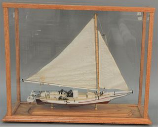 Boat model in glass case, Skipsack "Willie L. Bennett", case 24" x 29".