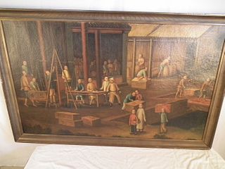 ANTIQUE CHINESE TEA TRADE PAINTING