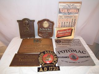 9 OLD INSURANCE SIGNS 