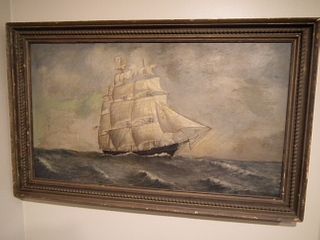 OLD CLIPPER SHIP PAINTING 