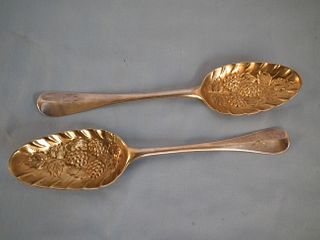 2 FANCY ENGLISH SILVER SPOONS