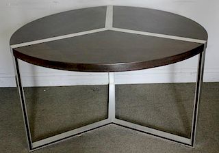 Midcentury Center Table on Aluminum Parallel Bar