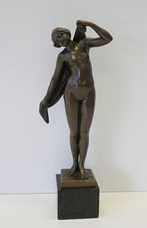 Signed Bronze Sculpture Of A Nude Beauty.