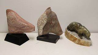 Lot Of 3 Assorted marble / Stone Sculptures .