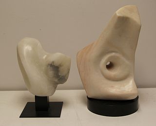 2 Large Abstract Style Marble Sculptures .