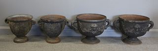 2 Pairs Of Antique Continental Cast Iron Urns .