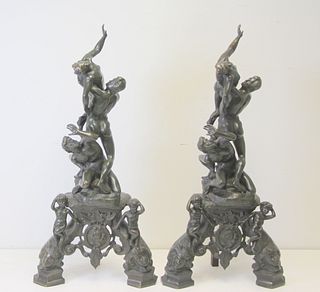 Large And Impressive Pair Of Bronze Figural